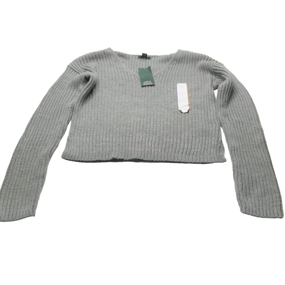 Wild Fable Women's Size Small Cozy Ribbed Knit V-Neck Sweater Pullover Gray New